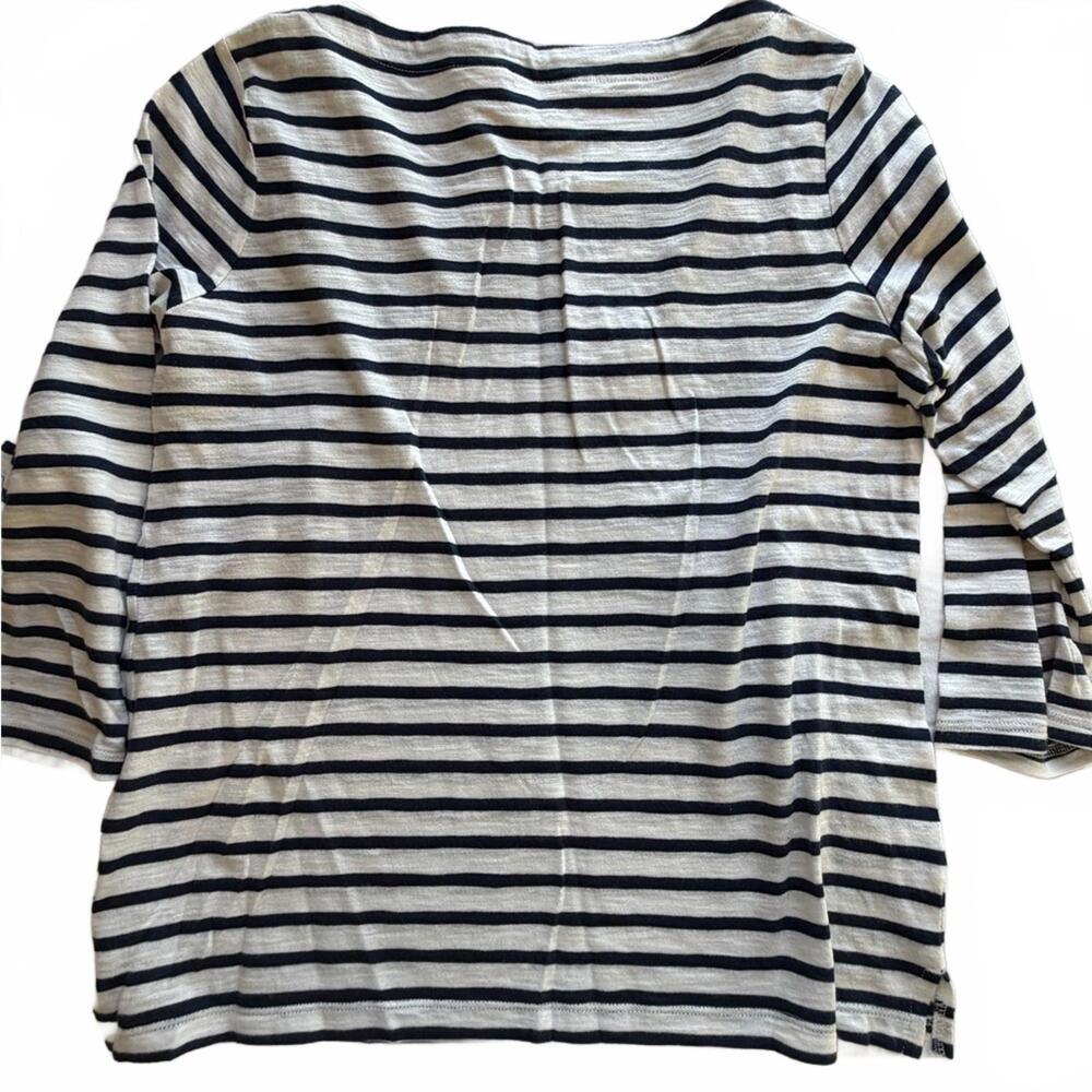 Chico’s Navy & White Striped Top with Floral Embroidery – Coastal Chic Style - Picture 5 of 7